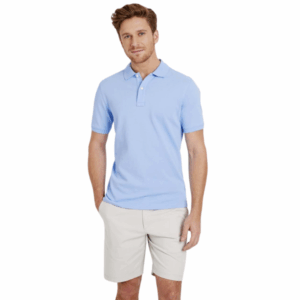 Polo Camisero Pique Color Celeste