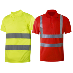 Polos piqué manga corta con cinta reflectiva