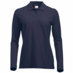 Polos pique manga larga azul marino para mujer