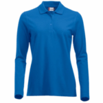 Polos pique manga larga azul para mujer