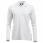 Polos pique manga larga blanco para mujer