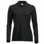 Polos pique manga larga negro para mujer