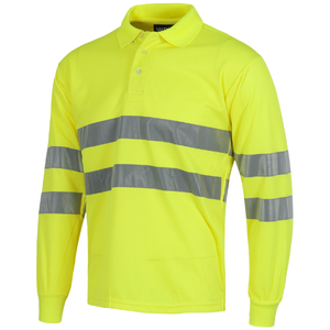 Polos pique manga larga para mujer con cinta reflectiva