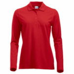 Polos pique manga larga rojo para mujer