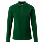 Polos pique manga larga verde para mujer
