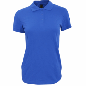 polo camisero pique manga corta color azul para mujer