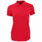 polo camisero pique manga corta color rojo para mujer