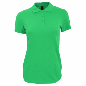 polo camisero pique manga corta color verde para mujer