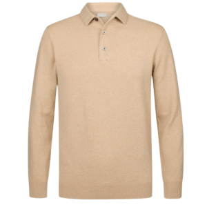polo camisero pique manga larga color beige para hombre