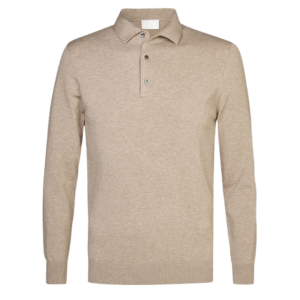 polo camisero pique manga larga color beige para hombre por mayor