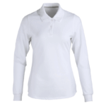 polo camisero pique manga larga color blanco para mujer