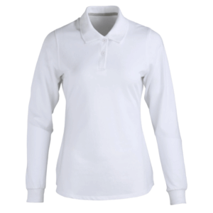 polo camisero pique manga larga color blanco para mujer