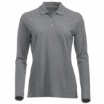 polo camisero pique manga larga color gris para mujer