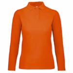 polo camisero pique manga larga color naranja para mujer