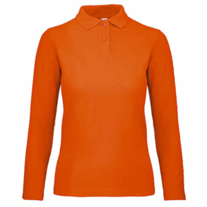 polo camisero pique manga larga color naranja para mujer