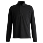 polo camisero pique manga larga color negro para hombre