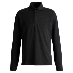 polo camisero pique manga larga color negro para hombre