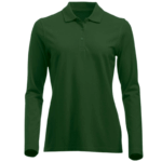 polo camisero pique manga larga color verde Botella para mujer