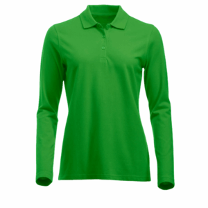 polo camisero pique manga larga color verde para mujer