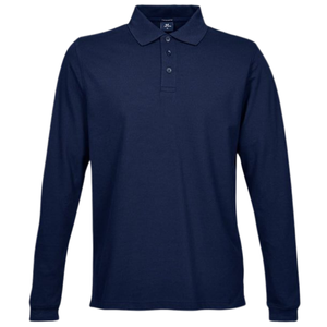 polos pique manga larga azul marino para hombre