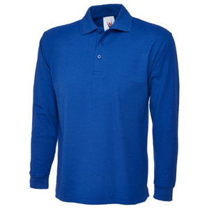 polos pique manga larga azul para hombre