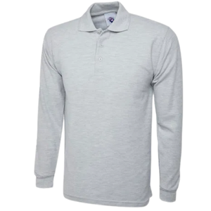 polos pique manga larga gris para hombre