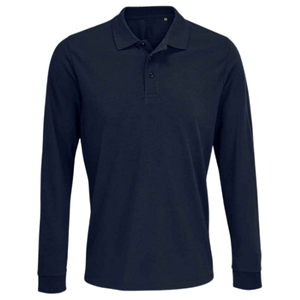 polos pique manga larga negro para hombre